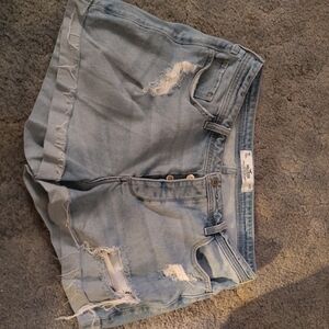 Hollister Light Blue Ripped Jean Shorts Size 15/32W